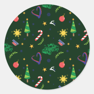 フィリピン人赤穂フィリピーノのクリスマスパターン ラウンドシール