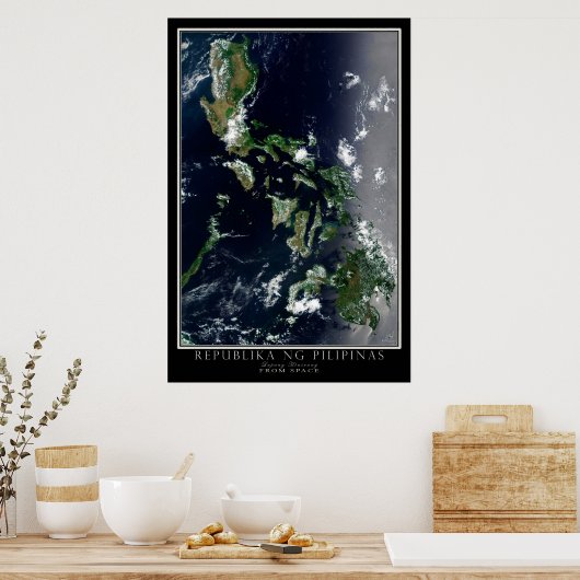 フィリピン共和国の衛星ポスターマップ ポスター (キッチン)