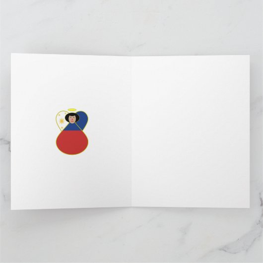 フィリピン国旗のエンジェルクリスマスパーソナライズされた カード (内部)