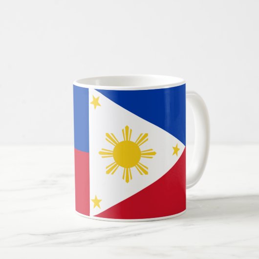 フィリピン国旗のセラミックコーヒーマグ コーヒーマグカップ (正面右)
