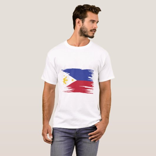 フィリピン国旗のブラシアート Tシャツ (正面フル)