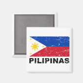 フィリピン国旗のヴィンテージ マグネット (正面/裏面)