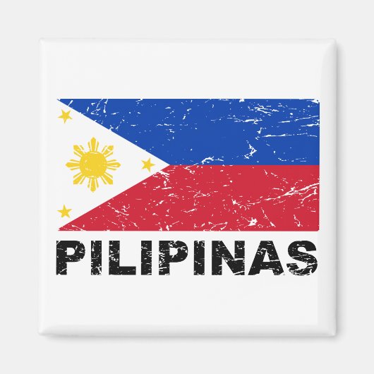 フィリピン国旗のヴィンテージ マグネット (正面)