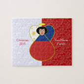 フィリピン国旗の天使 黒髪 フィリピン国旗をまとった姿 ジグソーパズル (横)