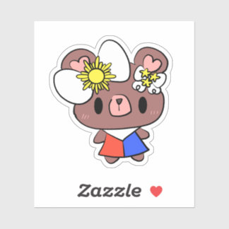 フィリピン国旗の服を着たクマのかわいいステッカー シール