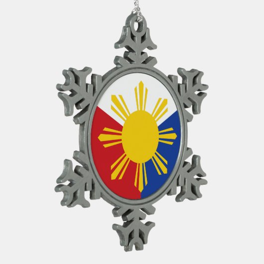 フィリピン国旗の要素 スノーフレークピューターオーナメント (左)