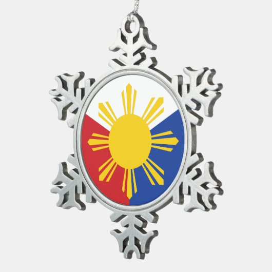 フィリピン国旗の要素 スノーフレークピューターオーナメント (右)