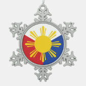 フィリピン国旗の要素 スノーフレークピューターオーナメント (正面)