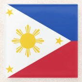 フィリピン国旗を掲げたガラスコアスター ガラスコースター (正面)