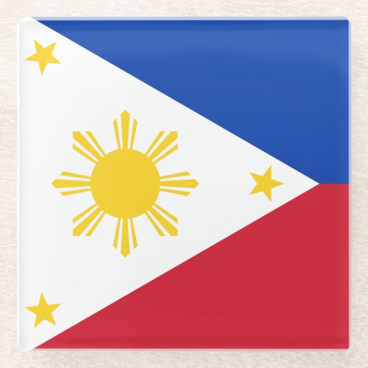 フィリピン国旗を掲げたガラスコアスター ガラスコースター (正面)