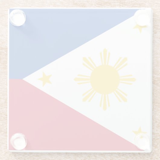 フィリピン国旗を掲げたガラスコアスター ガラスコースター (裏面)