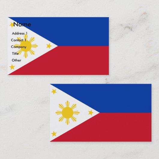 フィリピン国旗を掲げた名刺 名刺 (正面/裏面)