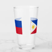 フィリピン国旗を掲げた愛国的なガラス杯 タンブラーグラス (左)