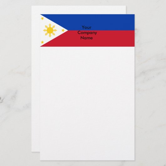 フィリピン国旗を掲げた文房具 便箋 (正面/裏面)