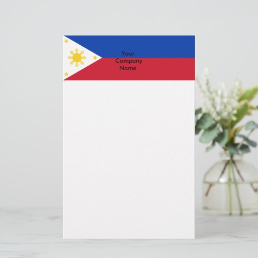 フィリピン国旗を掲げた文房具 便箋 (スタンド正面)
