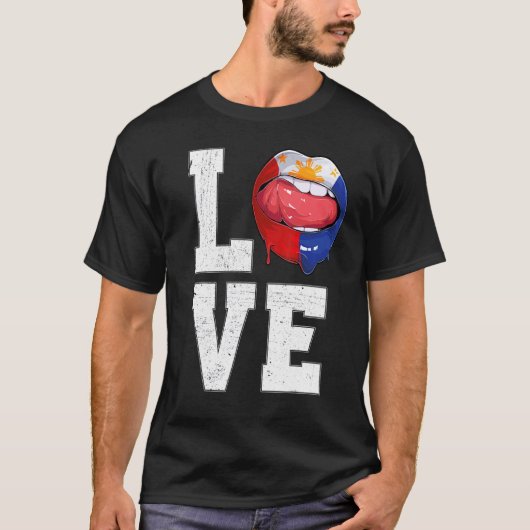 フィリピン国旗サッカーファン愛フィリピン人 Tシャツ (正面)