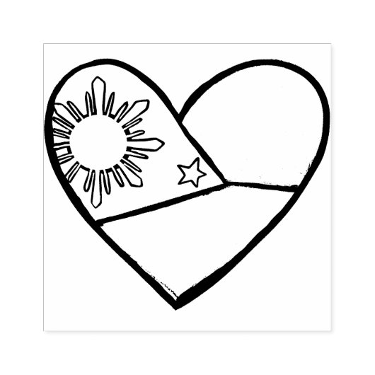 フィリピン国旗ハートアートフィリピーノプライドピネー ラバースタンプ (インプリント)