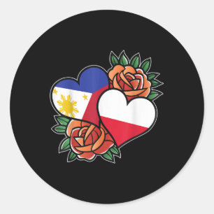 フィリピン国旗ハートハーフFilipino Half P ラウンドシール
