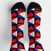 フィリピン国旗ハートパターンおもしろいフィリピンプライド ソックス (上部)