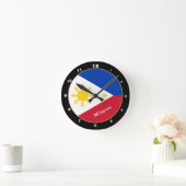 フィリピン国旗モダンフィリピン国旗/デザイン ラウンド壁時計 (ホーム)