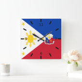 フィリピン国旗   スクエア壁時計 (ホーム)