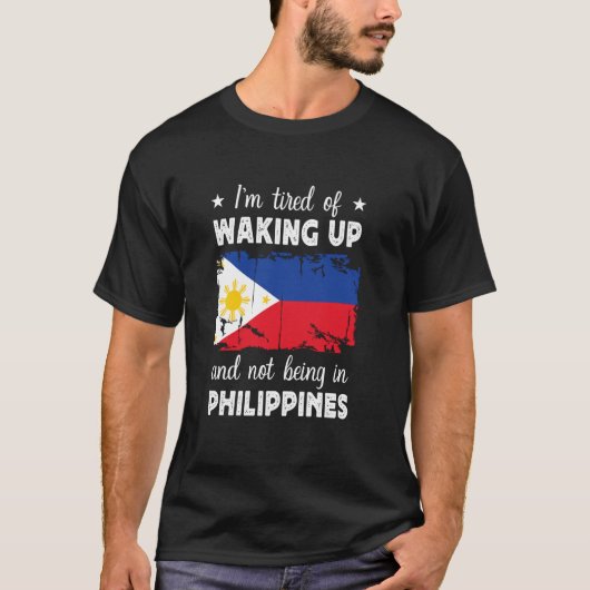フィリピン国旗 フィリピンで目覚める Tシャツ (正面)