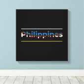 フィリピン国旗 – 愛国的切り出しレタリング キャンバスプリント (インサイチュ (ウッドフロア))
