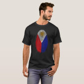 フィリピン国旗 指紋 DNAに刻まれてる ギフト Tシャツ (正面フル)
