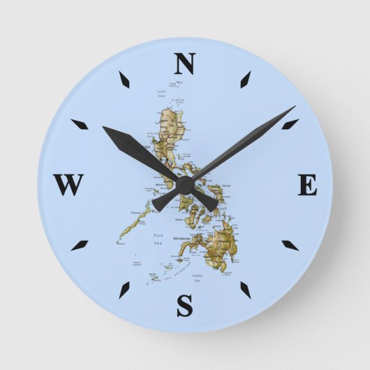 フィリピン地図の時計 ラウンド壁時計 (正面)