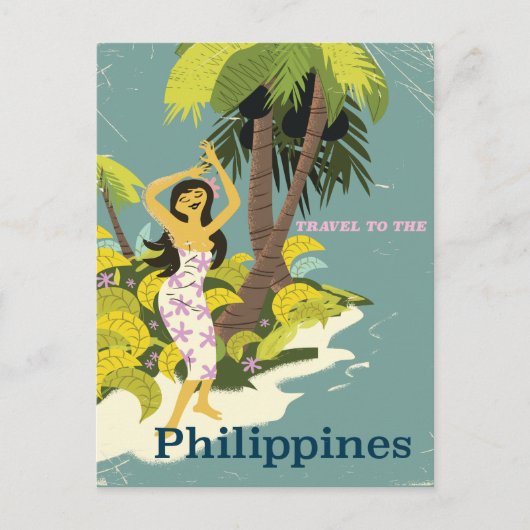 フィリピン島ヴィンテージ旅行ポスター ポストカード (正面)
