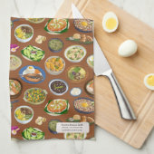 フィリピン料理の柄 キッチンタオル (四つ折り)