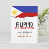 フィリピン料理 | パーティーフラグ白招待状 招待状 (スタンド正面)