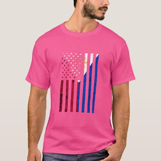 フィリピン米国旗誇りを持ったピリピナス Tシャツ (正面)