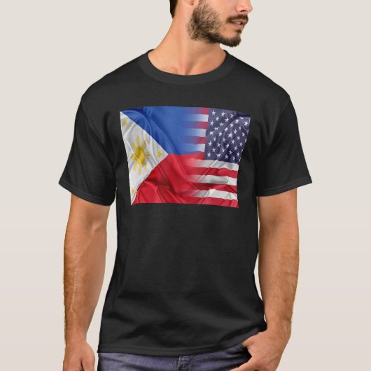 フィリピン系アメリカ人ルーツV国旗 Tシャツ (正面)