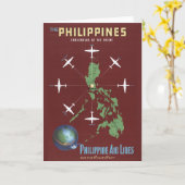 フィリピン航空ラインのヴィンテージ旅行ポスター カード (黄色い花)