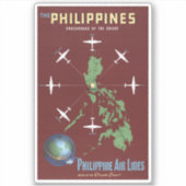 フィリピン航空ラインのヴィンテージ旅行ポスター シール (正面)
