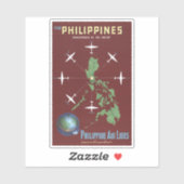 フィリピン航空ラインのヴィンテージ旅行ポスター シール (シート)