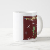 フィリピン航空ラインのヴィンテージ旅行ポスター ジャンボコーヒーマグカップ (正面右)