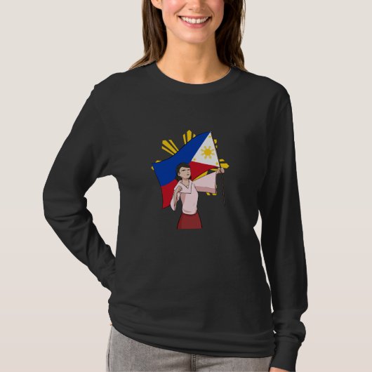 フィリピン誇りを持ったピリピナス国旗 Tシャツ (正面)