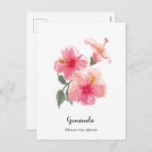 フィリピン・グミエラ・ハイビスカス水彩画ポスター シーズンポストカード (正面/裏面)