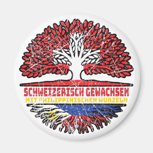 フィリピン スイス スイス国旗 木 マグネット (正面)