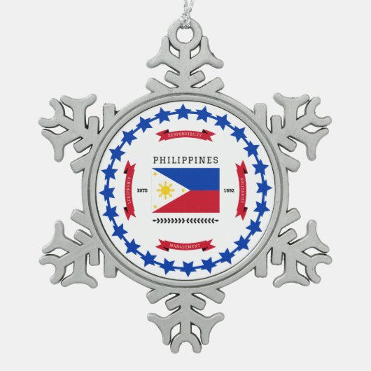 フィリピン スノーフレークピューターオーナメント (正面)
