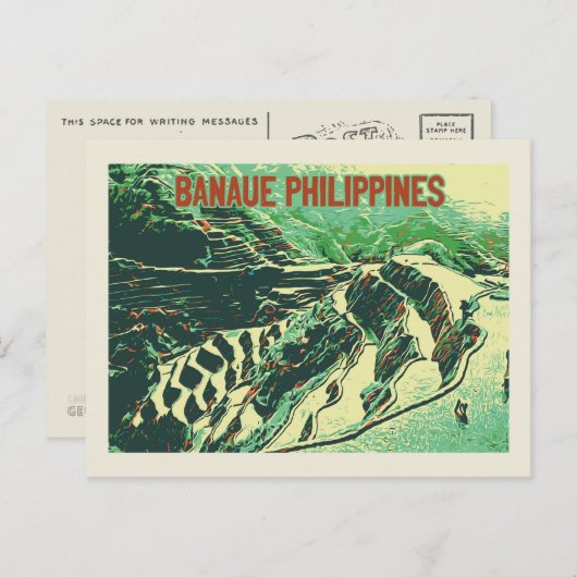 フィリピン、バナウエ・ルソン島の棚田 ポストカード (正面/裏面)