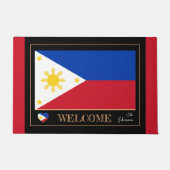 フィリピン&フィリピン国旗の家/スポーツ歓迎 ドアマット (正面)