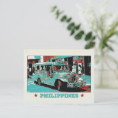 フィリピン、マニラの象徴的なジプニー ポストカード (スタンド正面)