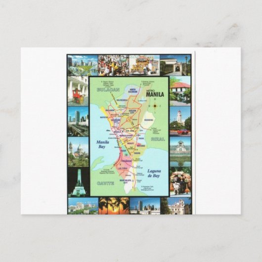 フィリピン マニラ 地図 ポストカード (正面)