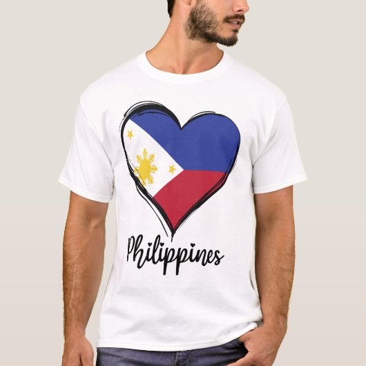 フィリピン 国旗 ハート ピノイ フィリピン人 Tシャツ (正面)