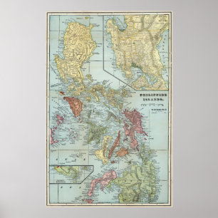 フィリピン(1898年)のヴィンテージの地図 ポスター