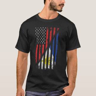 フィリピーノアメリカ国旗レトロスタイルアメリカ・フィリピン Tシャツ