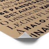 フィリピーノフードブラック&ブラウンタイポグラフィポスター ポスター (角)